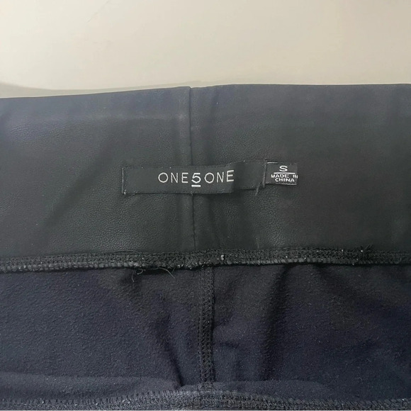 One 5 One Solid Black Faux Leather 4-way Stretch Leggings Small Women’s - Picture 11 of 13
